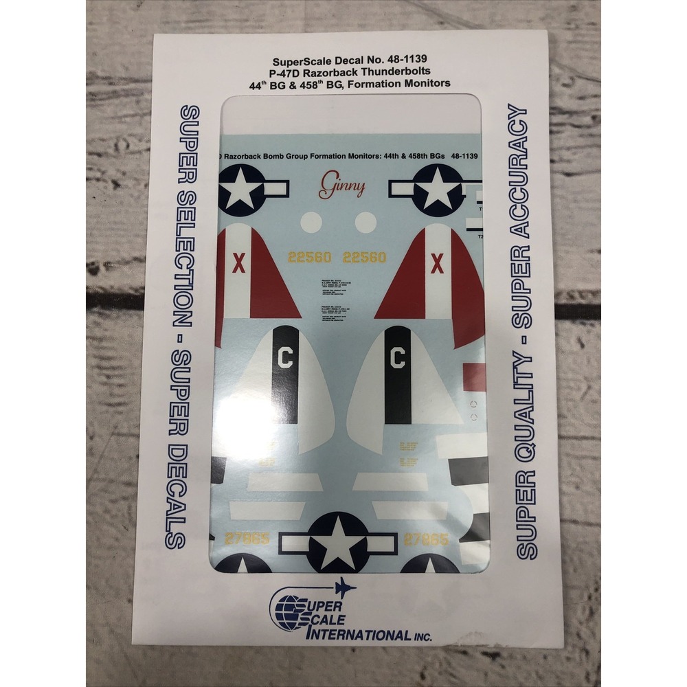 SUPER SCALE 1/48 P-47D RAZORBACK THUNDERBOLTS DECALS 48-1139 New